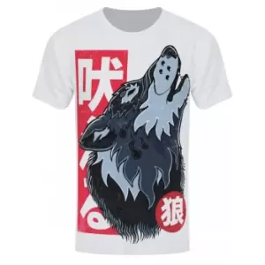 Image of Unorthodox Collective Mens Wolf Tattoo T-Shirt (XXL) (White/Blue/Red)