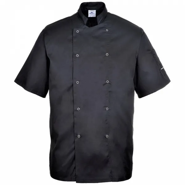 image of Portwest Kent Mens Chefs Short Sleeve Jacket C734BKRXS Colour: Black