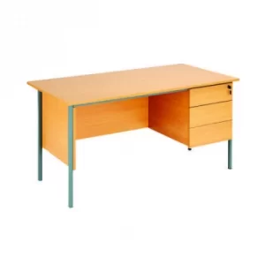 image of Serrion Rectangular 3 Drawer Pedestal Desk 1500x750x730mm Beech KF838377