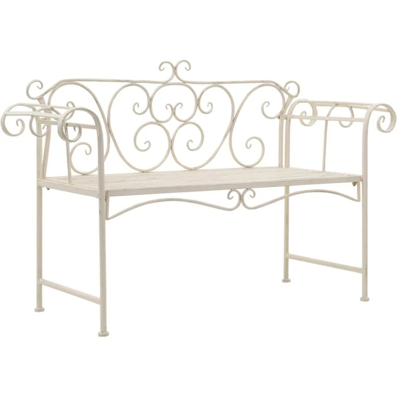 Image of vidaXL Garden Bench 132cm Metal Antique White