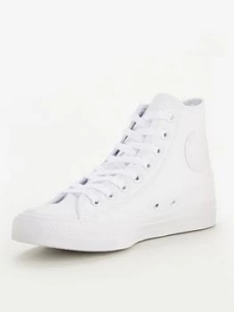 image of Converse Chuck Taylor All Star Leather Hi - White/White, Size 10.5, Men