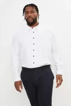 image of Plus & Tall Slim Contrast Button Down Shirt