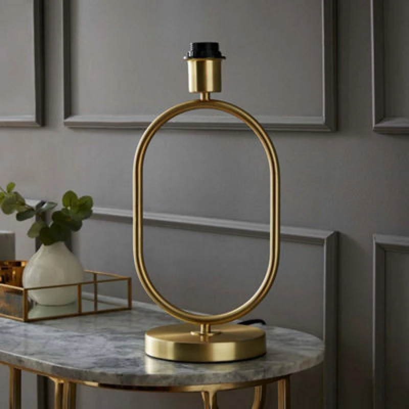 Image of Valuelights Antonia Brushed Gold Metal Oval Stem Table Lamp Base