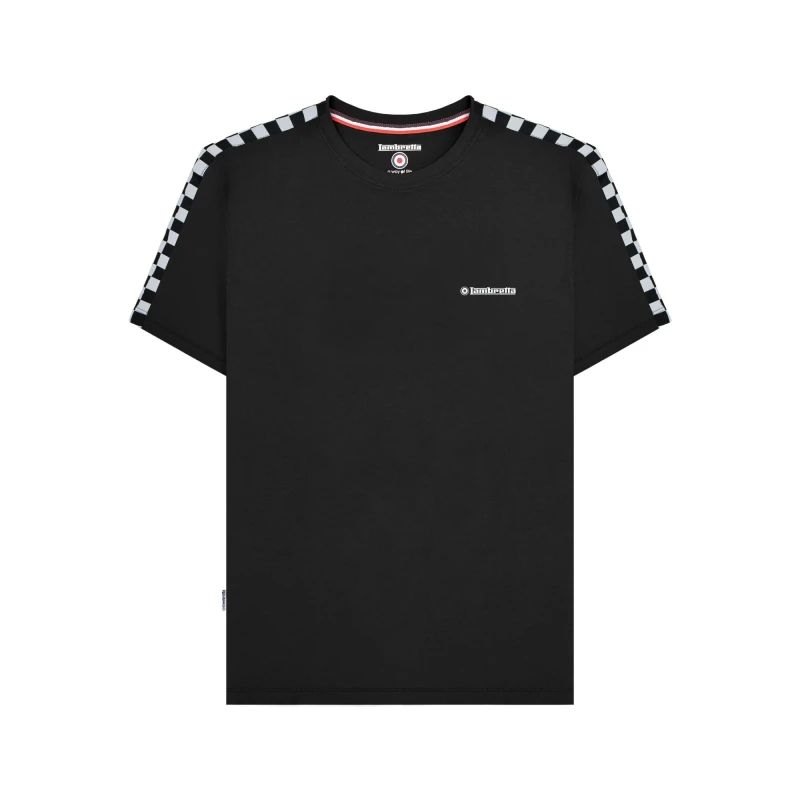 Image of Lambretta Lambretta Men Two Tone Taped T-Shirt in Black Size: Medium Black M Male 5063703651301