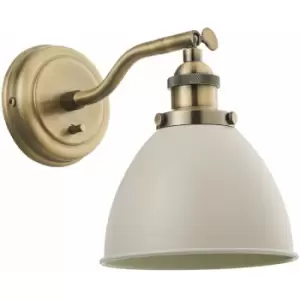 Image of Adjustable Industrial Wall Light Brass & Grey Shade Vintage Arm Lamp Fitting