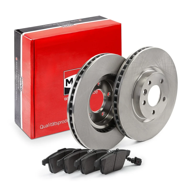 Image of MAPCO 47777 Brake disc and pads set Front Axle, Brake Disc Type: Vented, incl. wear warning contact, with anti-squeak plate Brake Set,disc brakes (34
