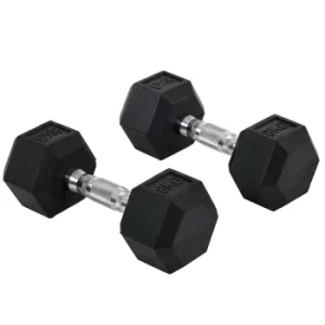 8kg Rubber Dumbbell Set, Black