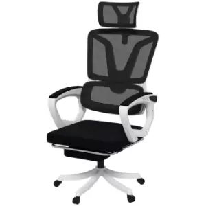 Image of Vinsetto Mesh Office Chair, Reclining Desk Chair with Adjustable Headrest, Lumbar Support, Foot Rest, Swivel Wheels, Adjustable Height, Black