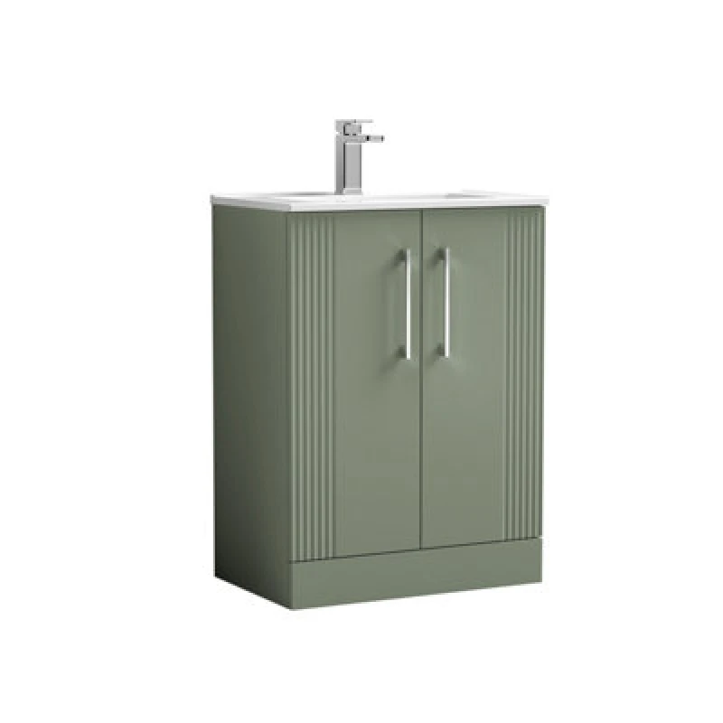 Image of Balterley 2 Door Floor Standing Vanity Unit Minimalist Basin Green 600mm Green
