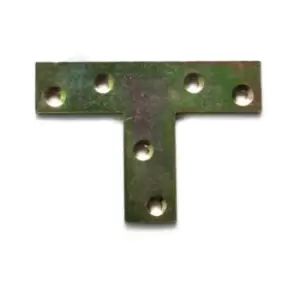 Image of Flat t Shape Large Tee Repair Plate Bracket Mending Fixing Corner 70x50x20mm - Pack of 10
