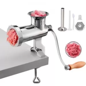 Image of VEVOR Manual Meat Grinder, All Parts Stainless Steel, Hand Operated Meat Grinding Machine with Tabletop Clamp, 2 Grinding Plates & Sausage Stuffer, Id