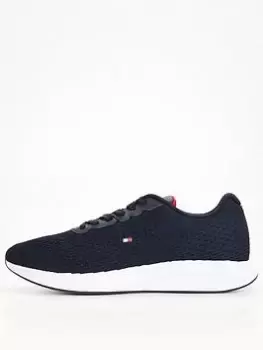Image of Tommy Hilfiger Lightweight Runner Knit Flag Trainer - Blue Size 41, Men