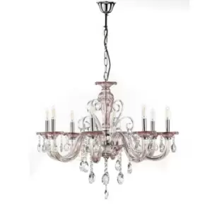 Image of Emma 8 Light Multi Arm Chandelier, Pink