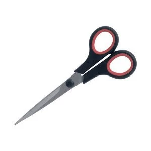 5 Star Office Scissors 160mm Rubber Handles Stainless Steel Blades Black Red - main image