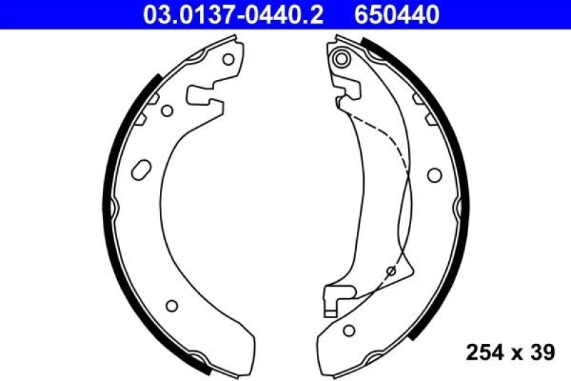 Image of ATE 03.0137-0440.2 Brake Shoes with lever Brake Shoe Set (70)