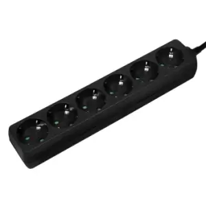 image of LogiLink LPS238B power extension 1.5 m 6 AC outlet(s) Indoor Black