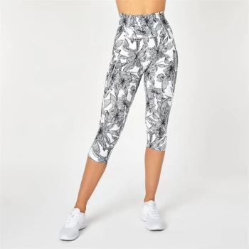 USA Pro High Rise Capri Cropped Leggings - Linen Floral