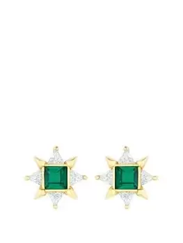 Image of Jon Richard Gold Plated Emerald Centre Star Stud Earrings