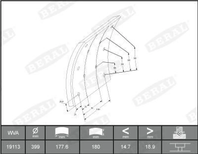 Image of Brake Lining Kit, drum brake BERAL KBL19113.0-1549