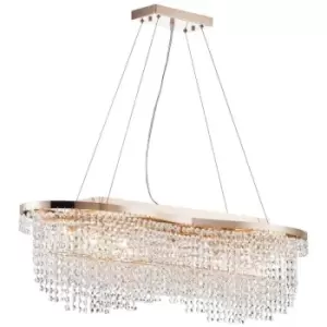 image of Toils Ceiling Pendant Light Gold & Crystal, 7 Light, E14