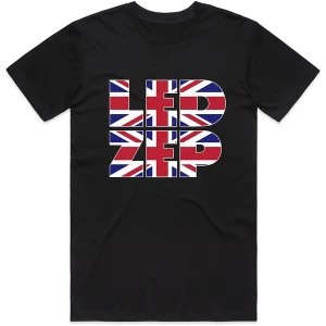 Image of Led Zeppelin - Union Jack Type Unisex Large T-Shirt - Black