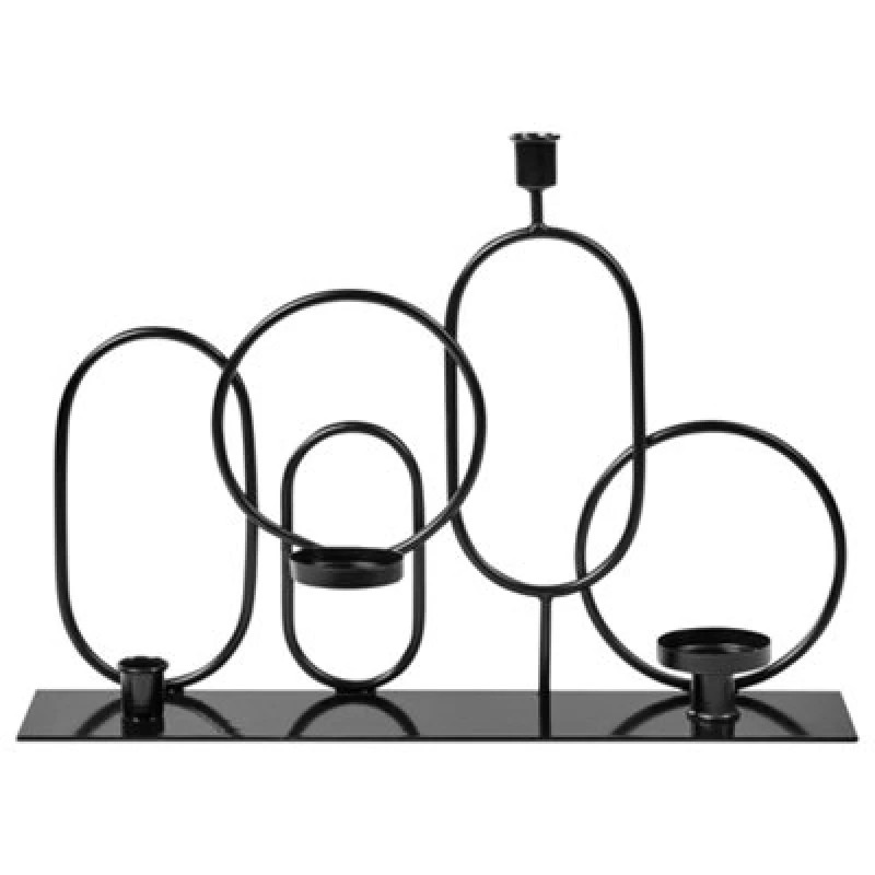 Image of Beliani Candle Holder Cobh Metal 30 Cm Black