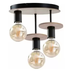 image of Keter Saturn Multi Arm Semi Flush Ceiling Light Natural, Black, 30cm, 3x E27