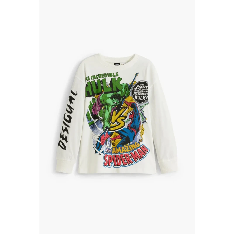 Image of Desigual Long sleeve T-Shirt Desigual Incredible Marvel Blanc Male 3/4 ans