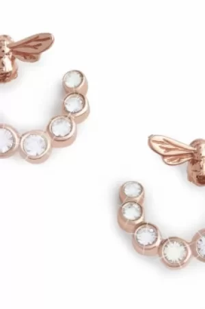 Image of Bejewelled Lucky Bee Swirl Hoop Rose Gold Earrings OBJAME162N