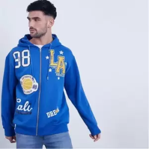 image of I Saw It First La 98 Graphic Zip Through Hoodie - Blue