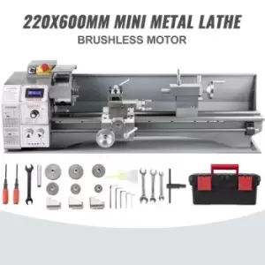 Image of VEVOR Mini Metal Lathe Bench Top 220x600 1100W for Turning Brushless Motor Metal Gear