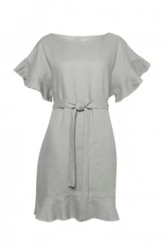 Image of Great Plains Cotton Linen Frill Dress Green