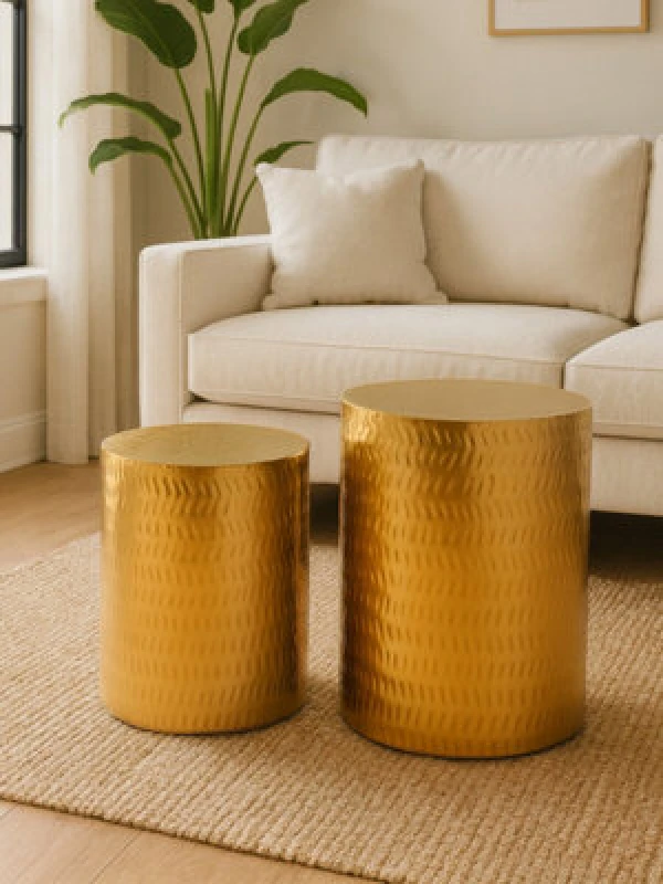 Image of Orsina Set Of 2 Gold Finish Stools
