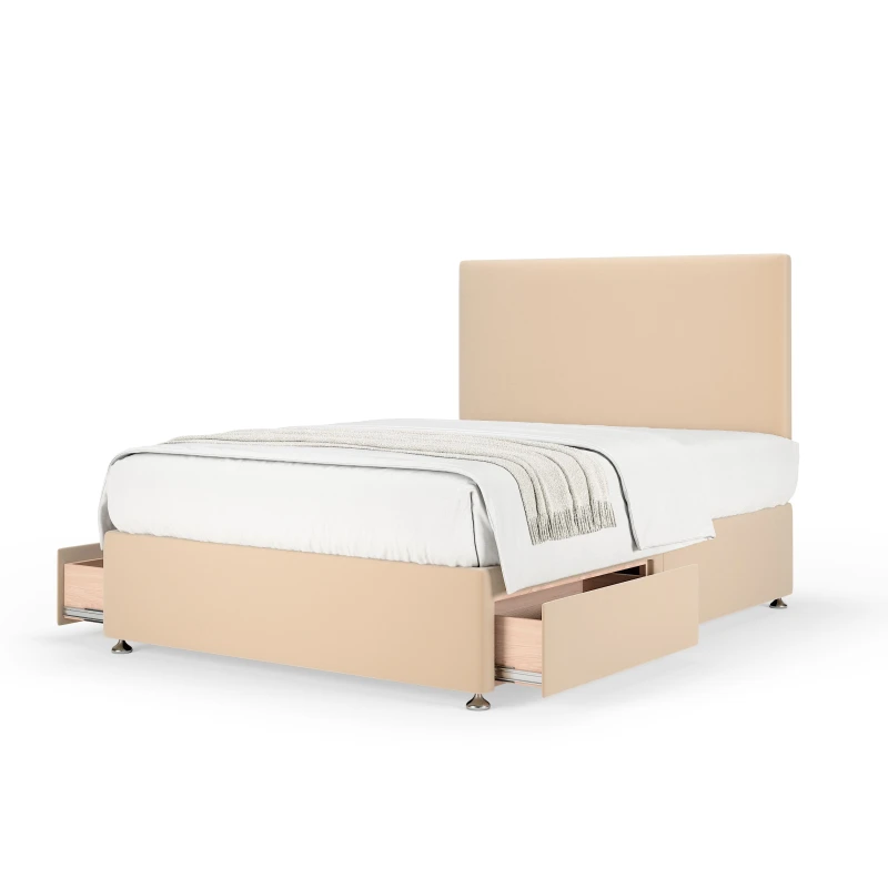 Image of Bedmaster Bedmaster Plush Velvet 2 Drawer Divan Base And Plain Headboard in Natural Size: Super King Natural Super King Unisex 7867871309600