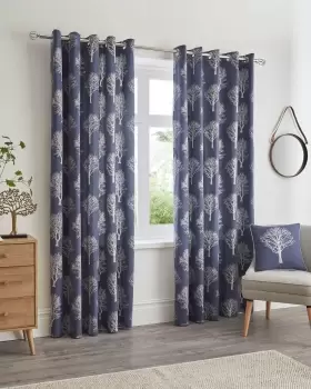 image of Cotton Traders Woodland Eyelet Curtains in Blue