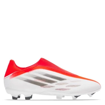 Image of adidas X .3 Laceless Junior FG Football Boots - White/SolarRed