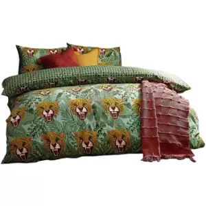 Image of Untamed Cheetah Duvet Cover Set (Double) (Green) - Furn