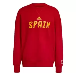 Image of adidas Fifa World Cup Qatar 2022 Spain Crew Sweatshirt Team Power Red