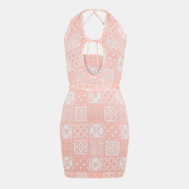 Image of Off White Womens - Long Contemporary Maxi Dress Pink/White female 4 (3XS)