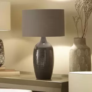 Image of Etched Graphite Ceramic Table Lamp