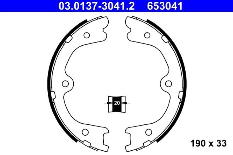 Image of ATE 03.0137-3041.2 Handbrake Shoes without lever Brake Shoe Set,parking brake (1419)