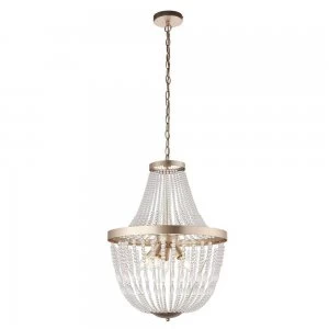 image of 5 Light Pendant Light Rose Gold Paint & Clear Glass, E14