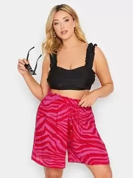 Image of Yours Colour Clash Tassel Detail Beach Short - Pink, Size 14-16, Women