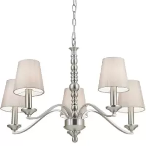 Image of Hanging Ceiling Pendant Light SATIN NICKEL 5x Shade Lamp Bulb Holder Fitting