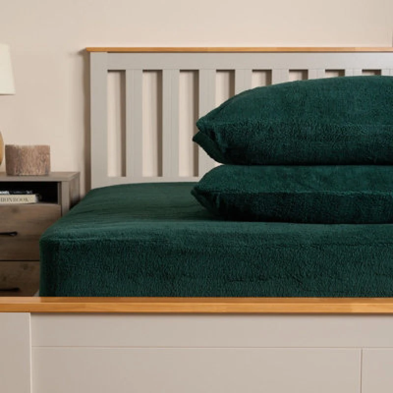 Image of OHS OHS 2 Pack Teddy Fleece Pillowcase Cover Bedding Set Thermal in Dark Green Size: Standard Pillow Case Dark Green Standard Pillow Case Unisex 502