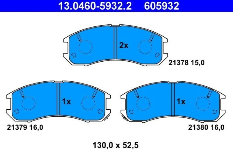 Image of ATE 13.0460-5932.2 Brake pad set with acoustic wear warning Brake Pad Set,disc brake (402)