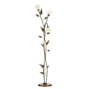 Image of Miranda 3 Light Multi Arm Floor Lamp, Antique Gold, Glass Shades