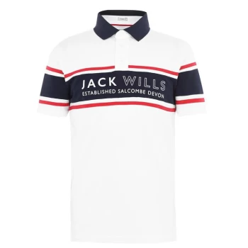 image of Jack Wills Stakeford Cut and Sew Polo - White