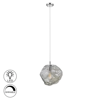 image of Petra Pendant Light , Chrome, Smoke, 1x E27