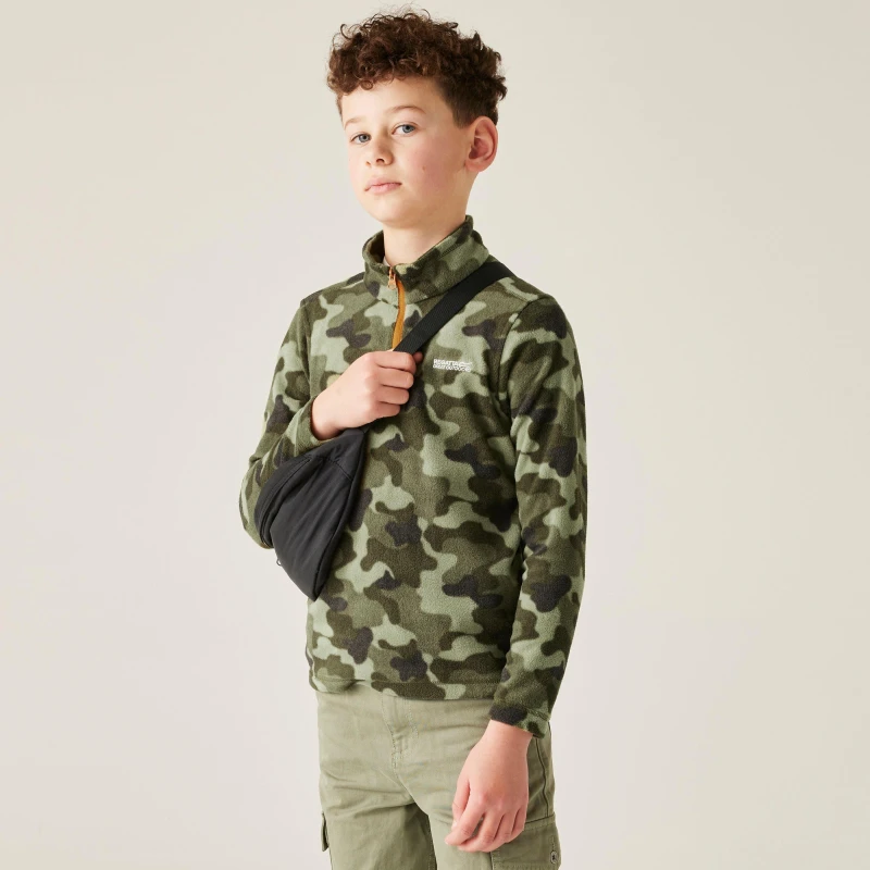Image of Technical fleece 1/2 zip for children Regatta Hot Shot II Vert Unisex 9/10 ans